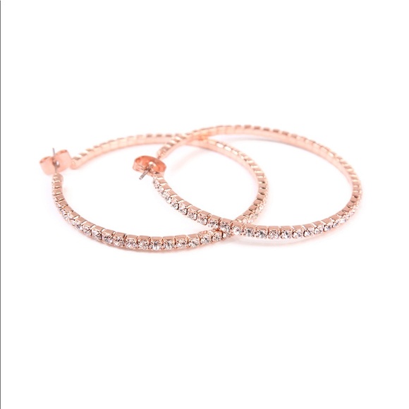 💎40mm Rose Gold Rhinestone Hoops💎 - Picture 2 of 5